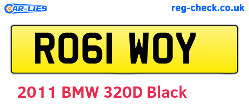 RO61WOY are the vehicle registration plates.