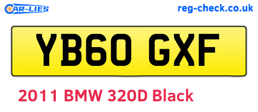 YB60GXF are the vehicle registration plates.