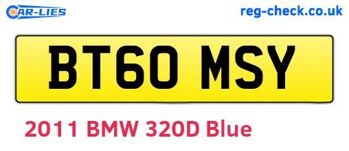 BT60MSY are the vehicle registration plates.