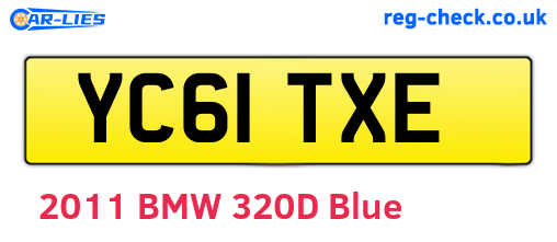 YC61TXE are the vehicle registration plates.