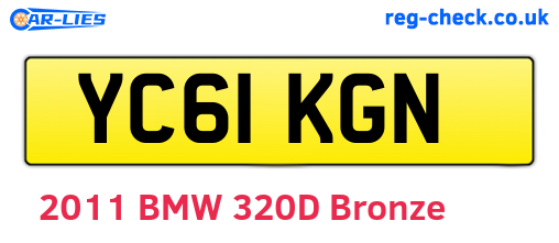 YC61KGN are the vehicle registration plates.