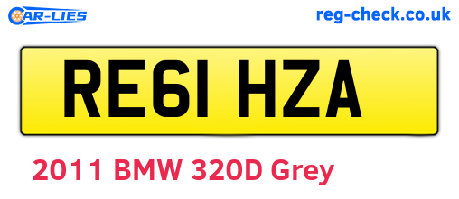 RE61HZA are the vehicle registration plates.