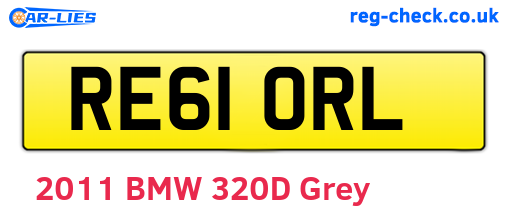 RE61ORL are the vehicle registration plates.