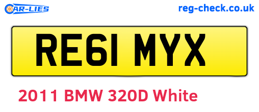 RE61MYX are the vehicle registration plates.