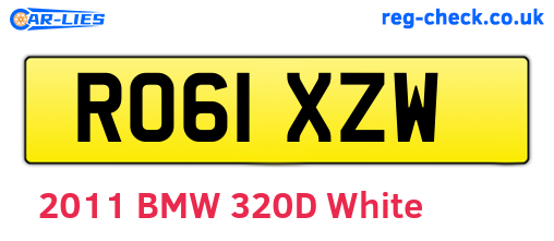RO61XZW are the vehicle registration plates.