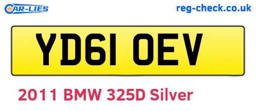 YD61OEV are the vehicle registration plates.
