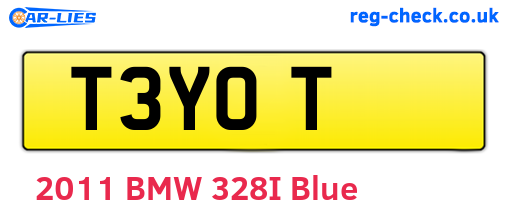 T3YOT are the vehicle registration plates.
