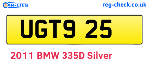 UGT925 are the vehicle registration plates.