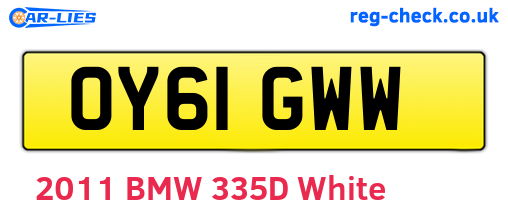 OY61GWW are the vehicle registration plates.