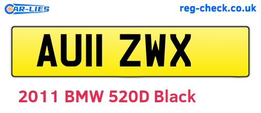 AU11ZWX are the vehicle registration plates.