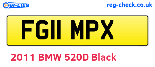 FG11MPX are the vehicle registration plates.