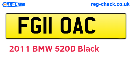 FG11OAC are the vehicle registration plates.