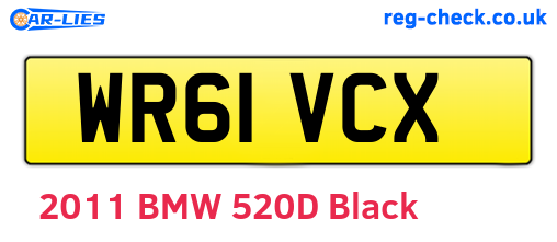 WR61VCX are the vehicle registration plates.