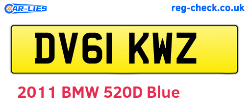 DV61KWZ are the vehicle registration plates.
