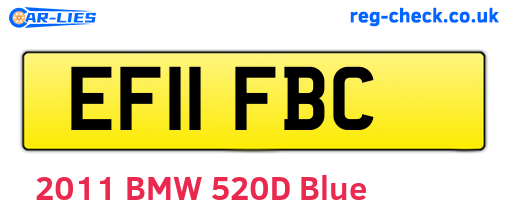 EF11FBC are the vehicle registration plates.