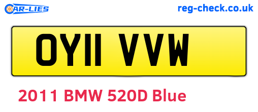 OY11VVW are the vehicle registration plates.
