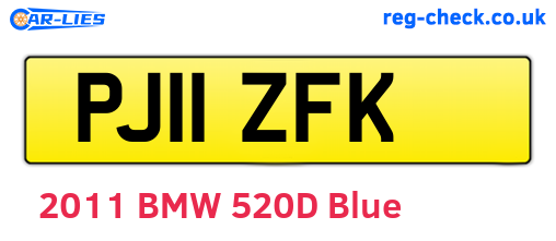 PJ11ZFK are the vehicle registration plates.