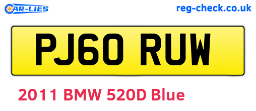 PJ60RUW are the vehicle registration plates.