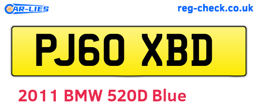 PJ60XBD are the vehicle registration plates.