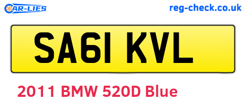 SA61KVL are the vehicle registration plates.