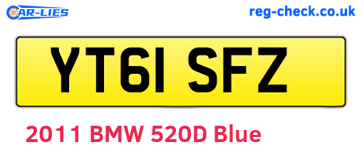 YT61SFZ are the vehicle registration plates.