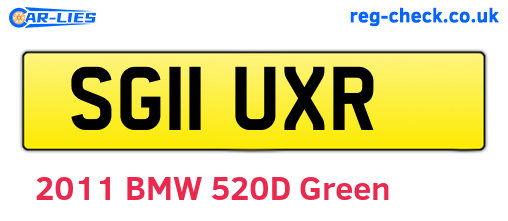 SG11UXR are the vehicle registration plates.