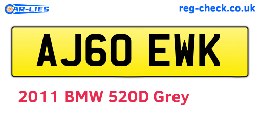 AJ60EWK are the vehicle registration plates.