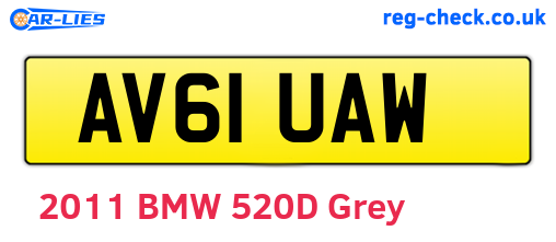 AV61UAW are the vehicle registration plates.