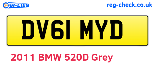 DV61MYD are the vehicle registration plates.