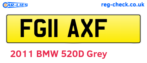 FG11AXF are the vehicle registration plates.