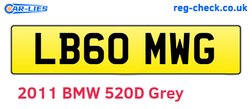 LB60MWG are the vehicle registration plates.