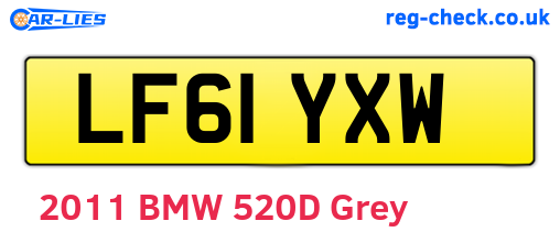 LF61YXW are the vehicle registration plates.