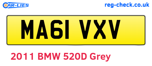 MA61VXV are the vehicle registration plates.