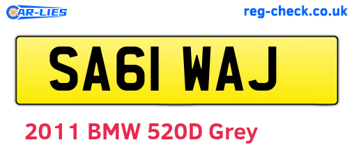 SA61WAJ are the vehicle registration plates.