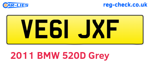 VE61JXF are the vehicle registration plates.