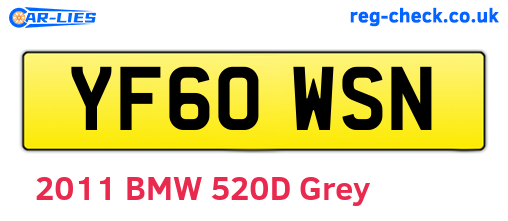 YF60WSN are the vehicle registration plates.
