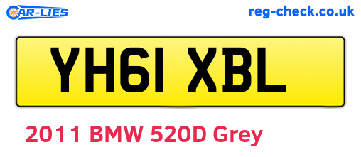 YH61XBL are the vehicle registration plates.