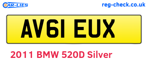 AV61EUX are the vehicle registration plates.