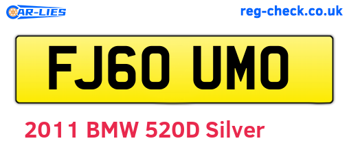 FJ60UMO are the vehicle registration plates.