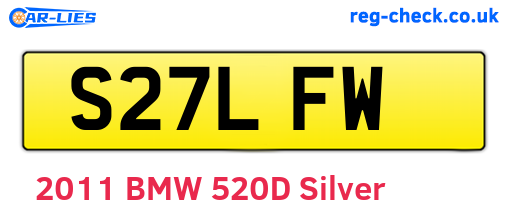 S27LFW are the vehicle registration plates.