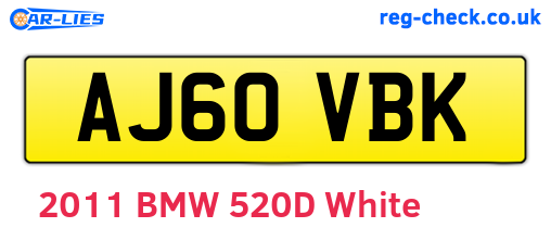 AJ60VBK are the vehicle registration plates.