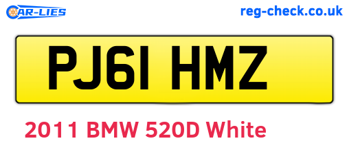 PJ61HMZ are the vehicle registration plates.