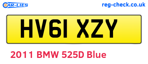 HV61XZY are the vehicle registration plates.