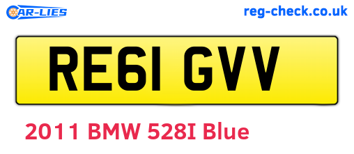 RE61GVV are the vehicle registration plates.