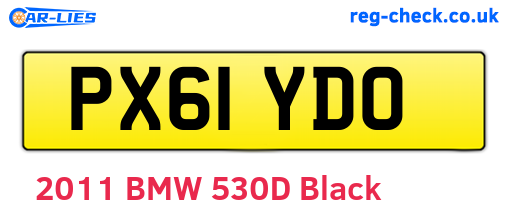 PX61YDO are the vehicle registration plates.