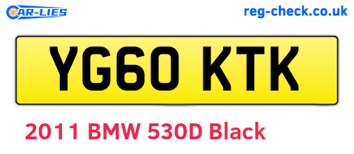 YG60KTK are the vehicle registration plates.