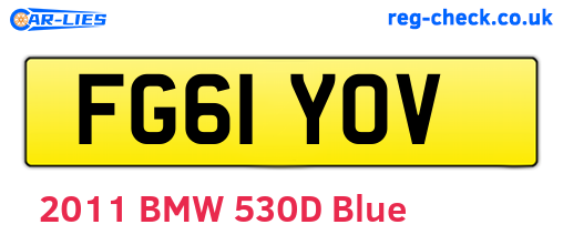 FG61YOV are the vehicle registration plates.