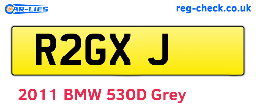 R2GXJ are the vehicle registration plates.