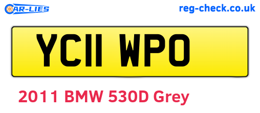 YC11WPO are the vehicle registration plates.