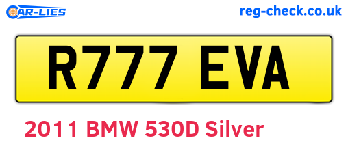 R777EVA are the vehicle registration plates.